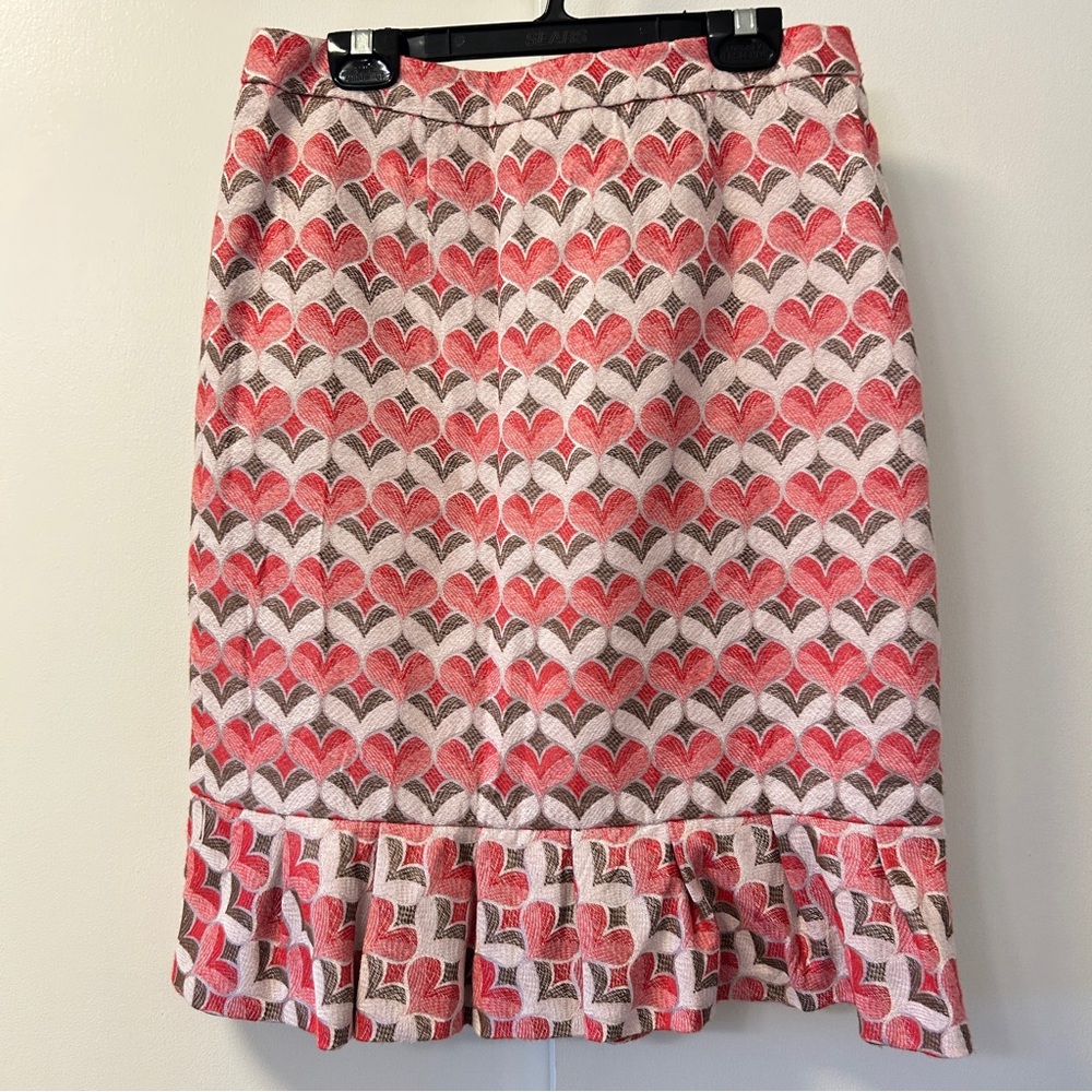 Heart Patterned Pink Skirt with Ruffled Hem ETCETERA size 8